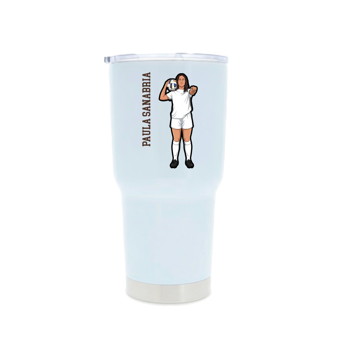 30oz Stainless Steel Tumbler — Name Vertical in White
