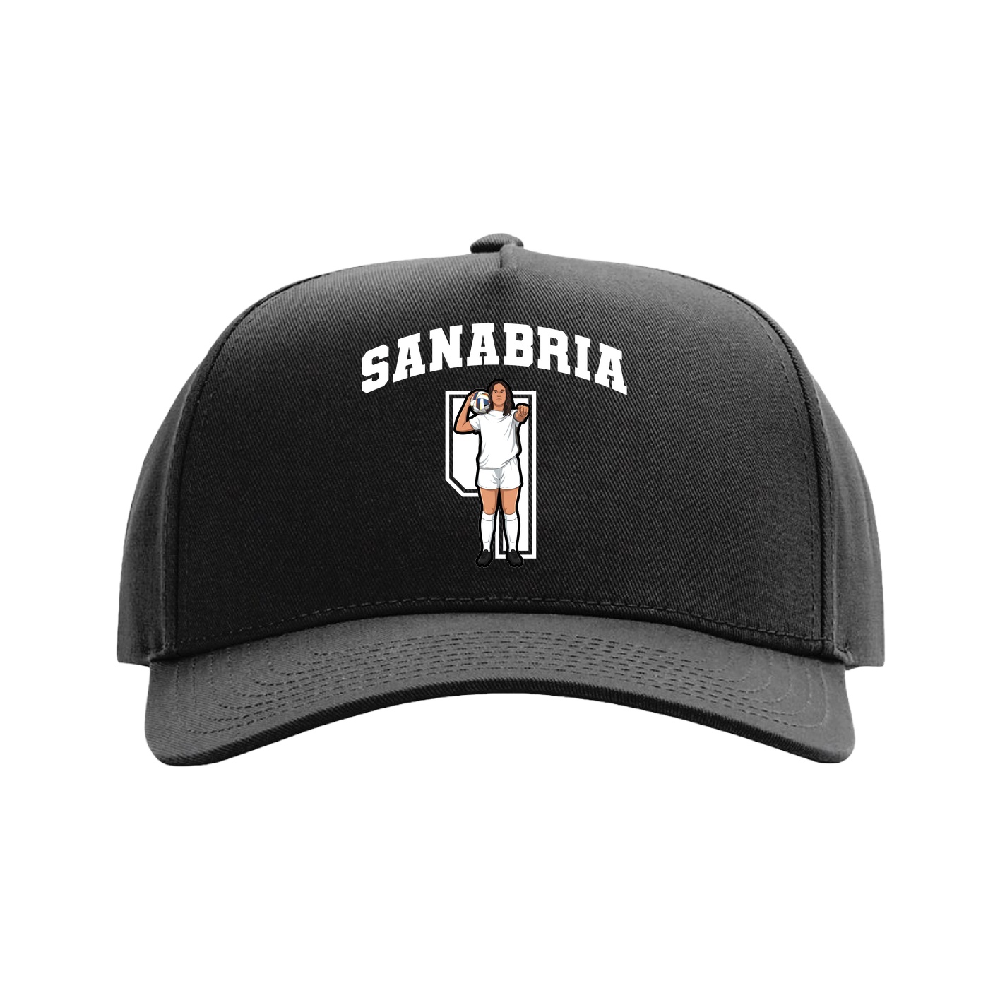 Full Fabric Five-Panel Champ Cap — Number in Black