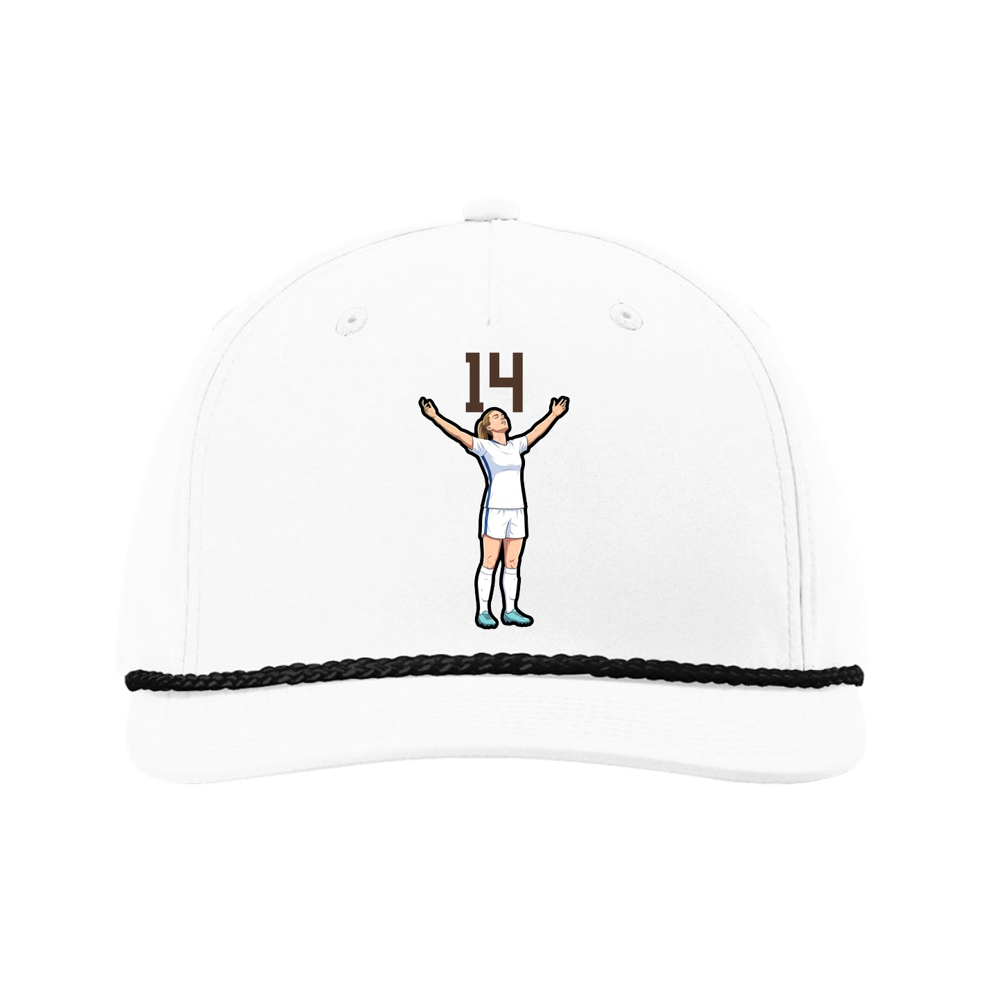 Five-Panel Classic Rope Cap — Number Top in White