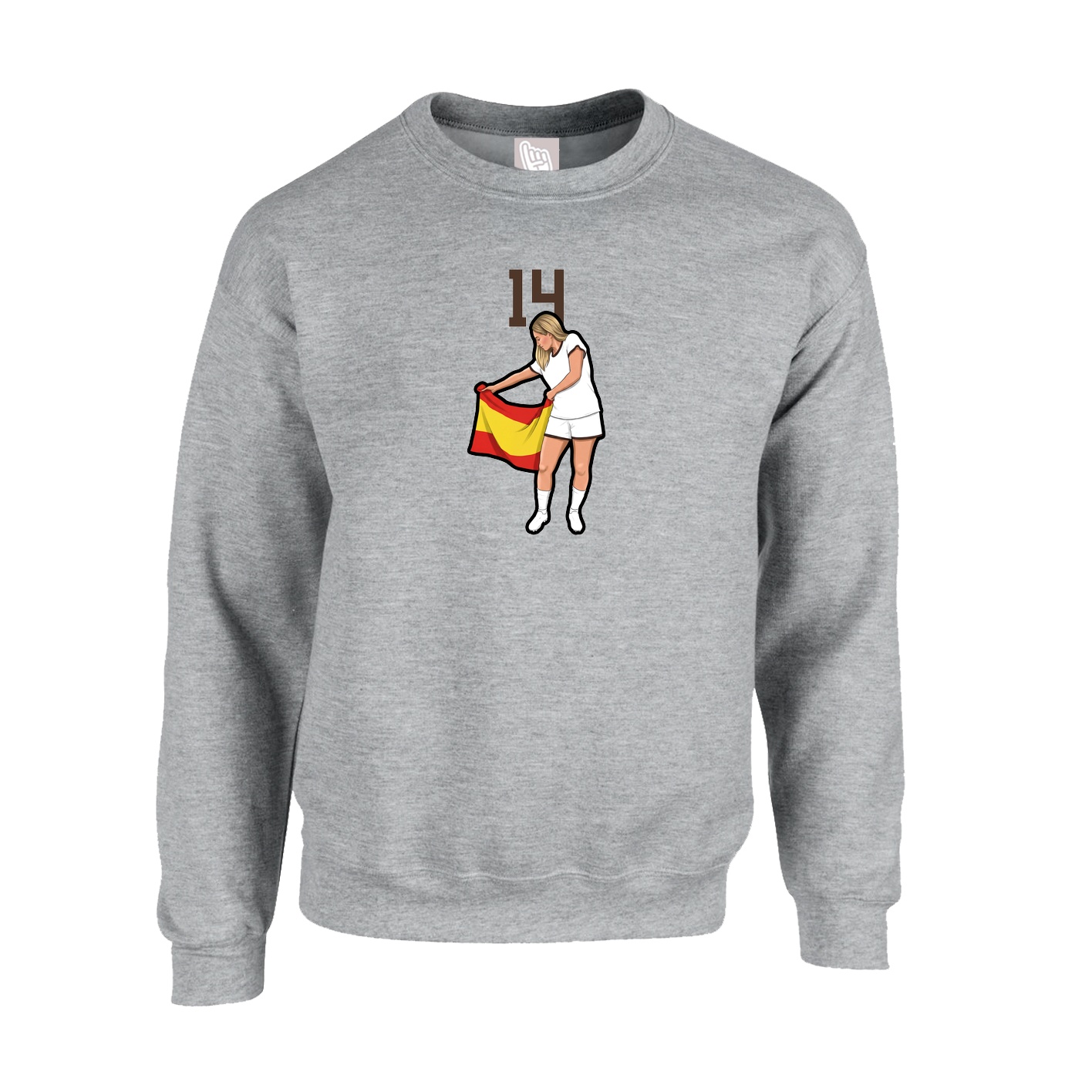 Fleece Crew — Number Top in Grey