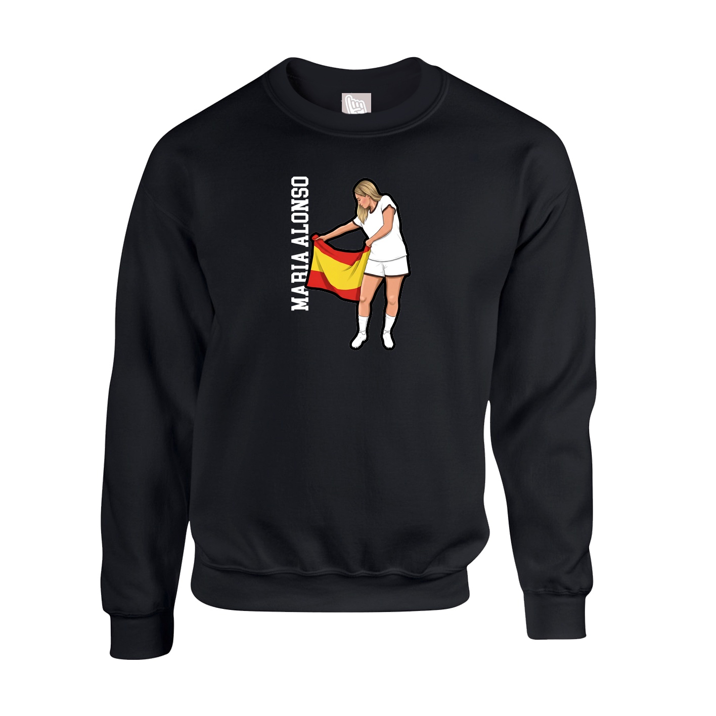 Fleece Crew — Name Vertical in Black