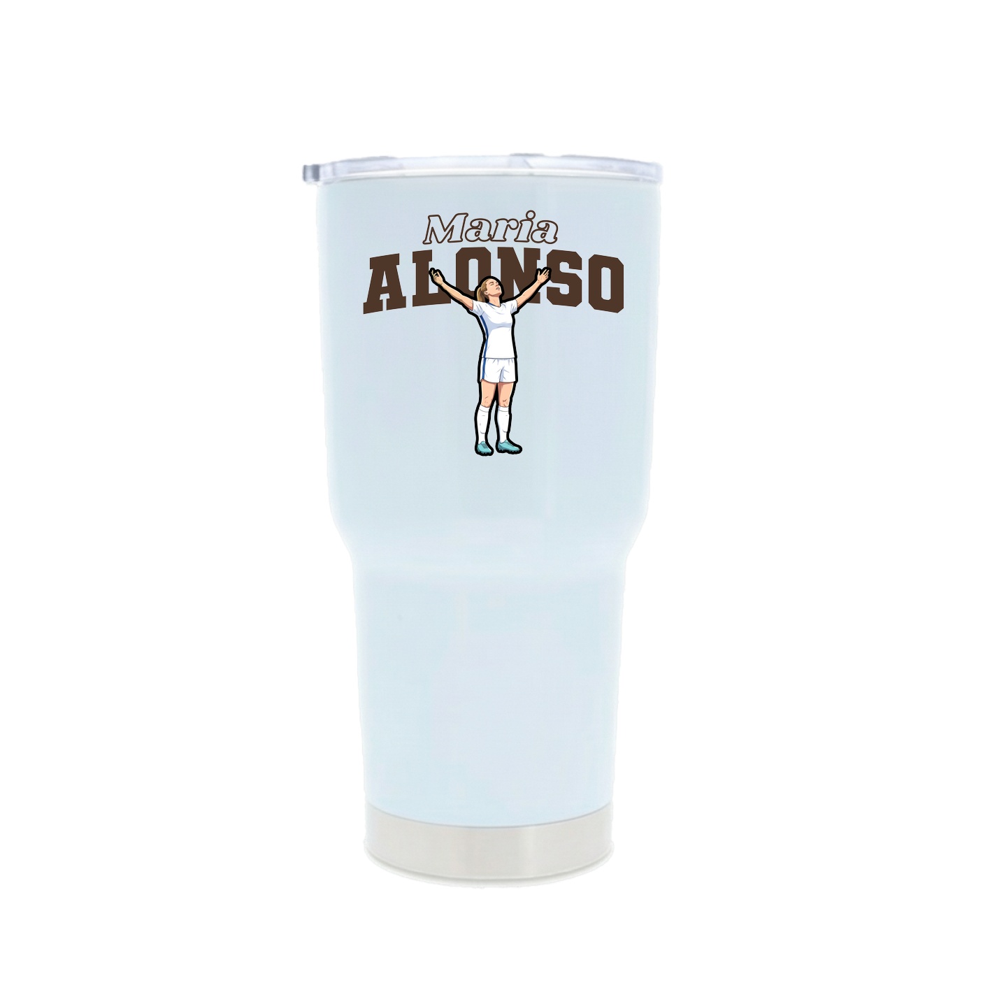 30oz Stainless Steel Tumbler — Name Arch in White