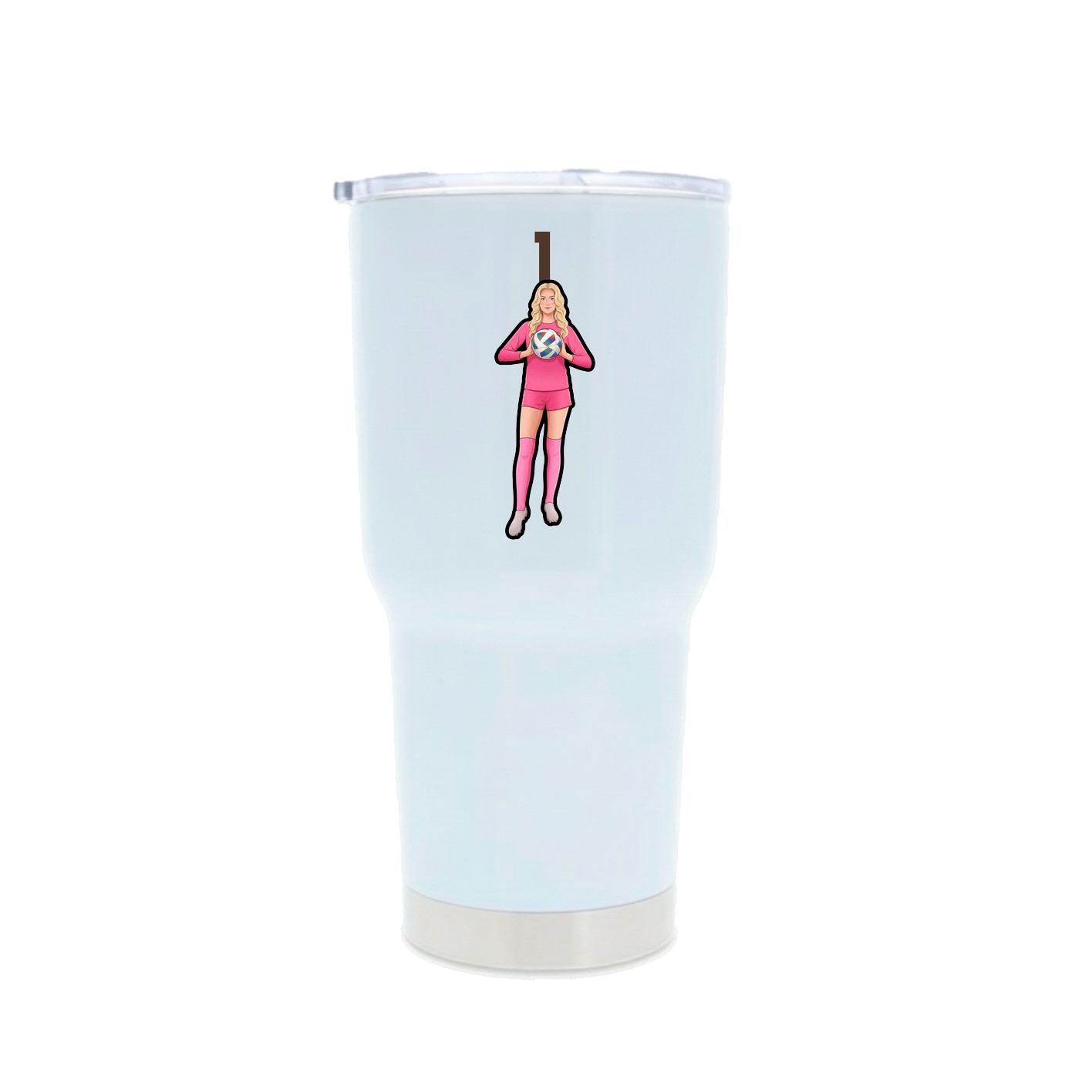 30oz Stainless Steel Tumbler — Number Top in White