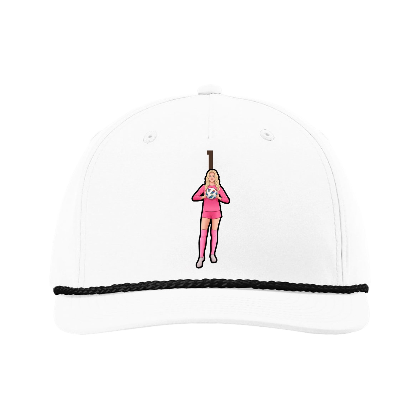 Five-Panel Classic Rope Cap — Number Top in White