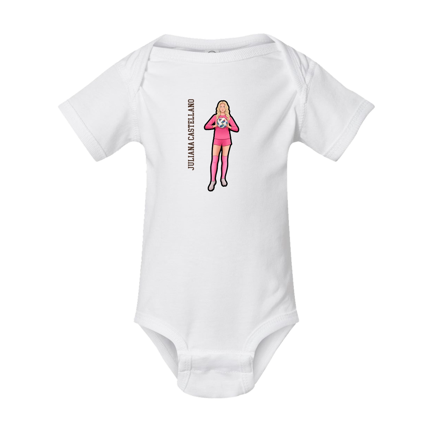 Baby Onesie — Name Vertical in White