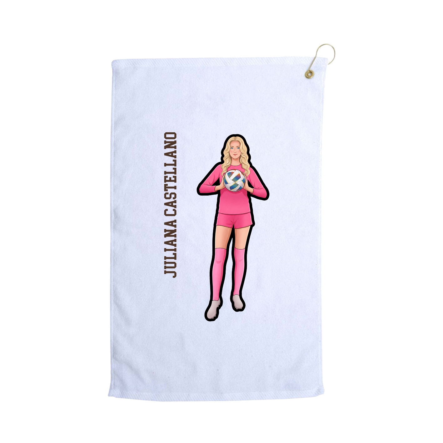 Golf Towel — Name Vertical in White