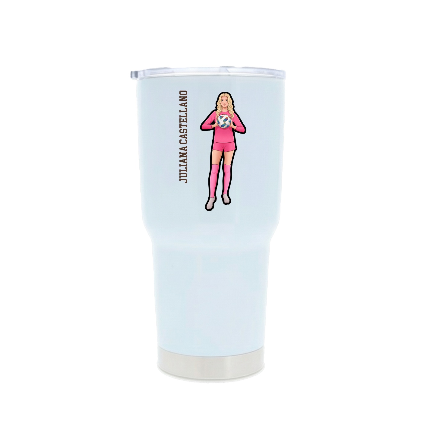 30oz Stainless Steel Tumbler — Name Vertical in White