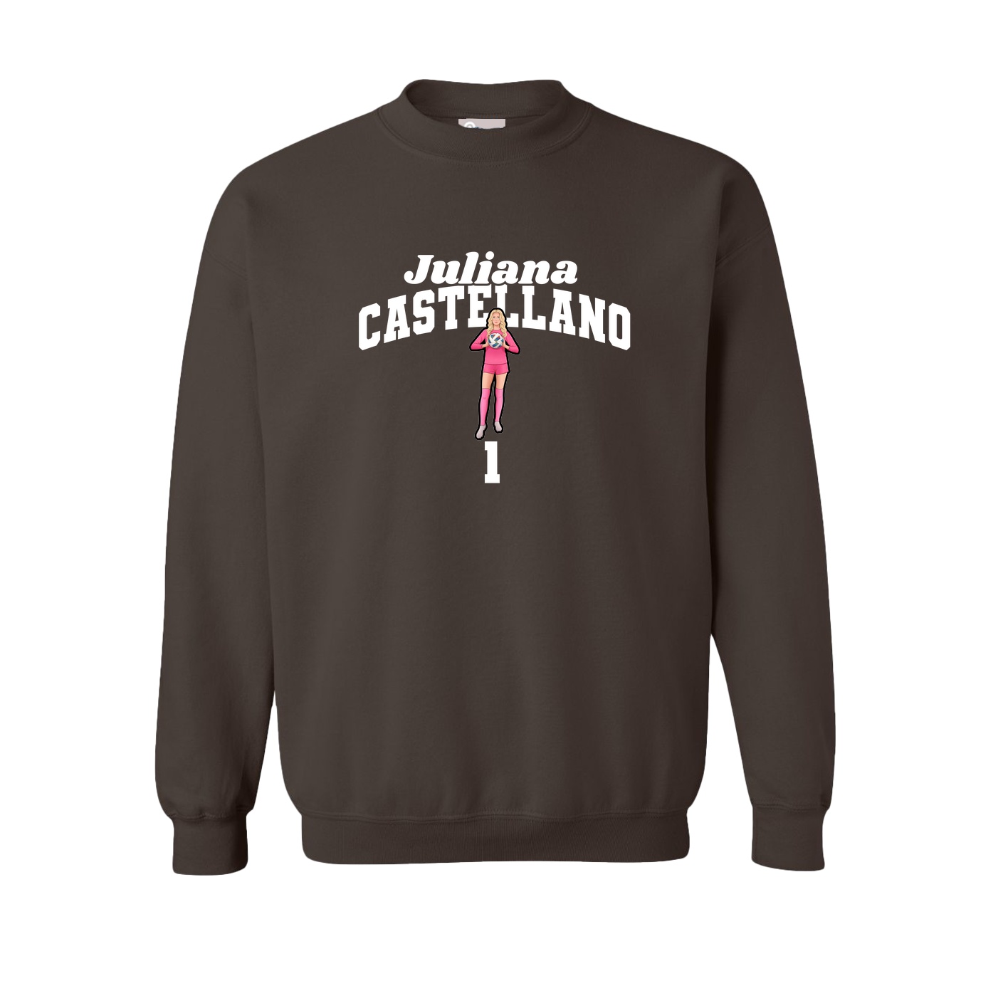 Fleece Crew — Signature Arch in Brown
