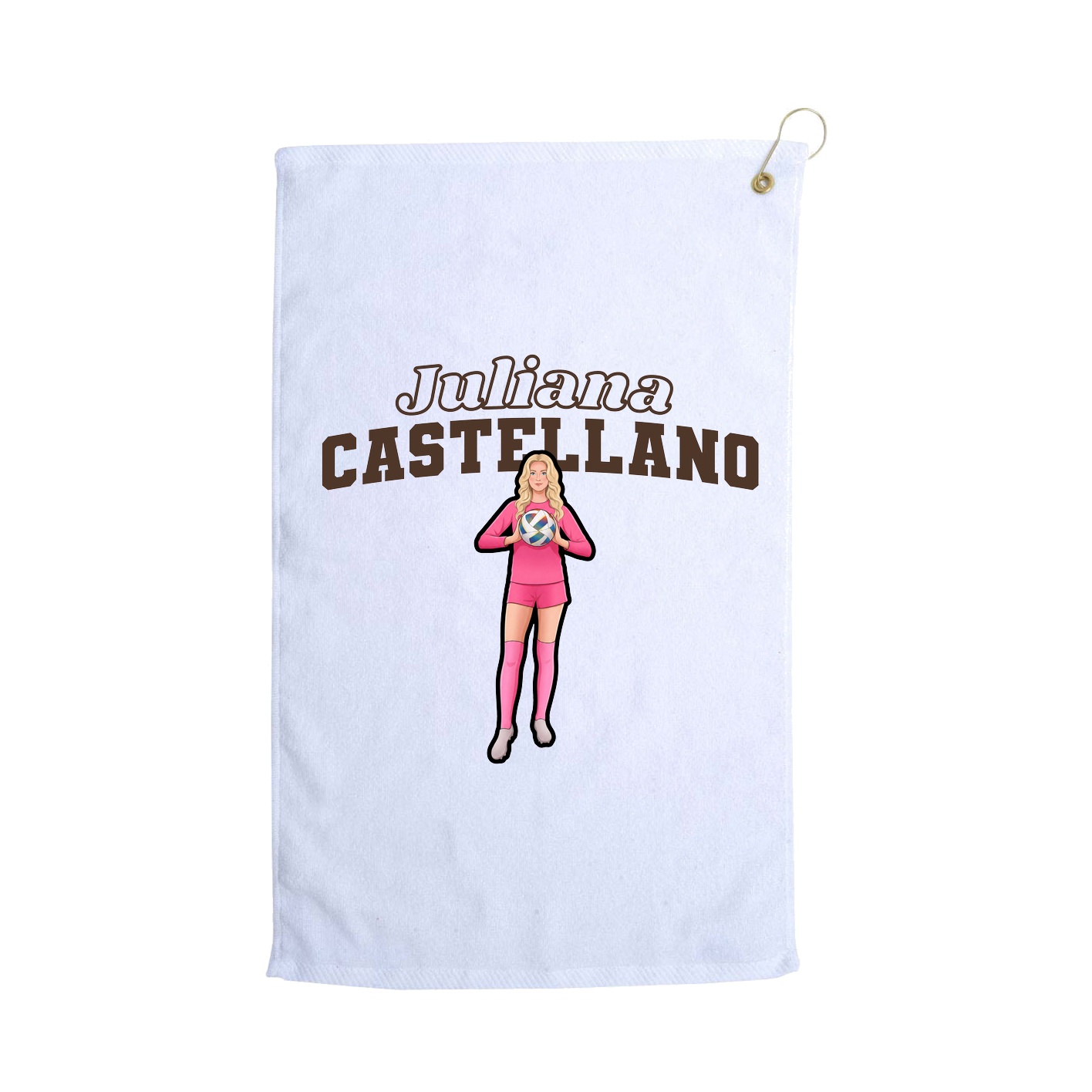 Golf Towel — Name Arch in White