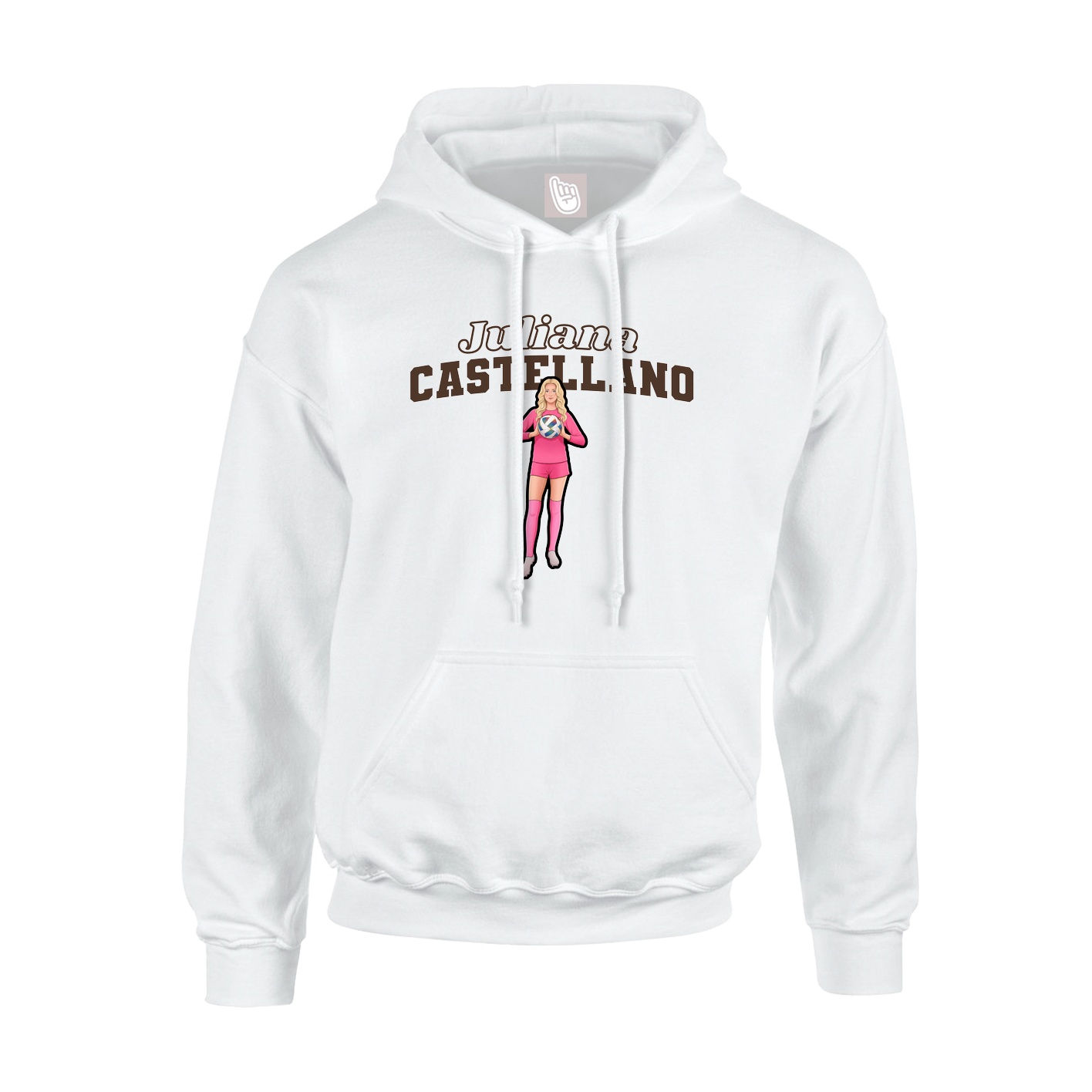Youth Hoodie — Name Arch in White