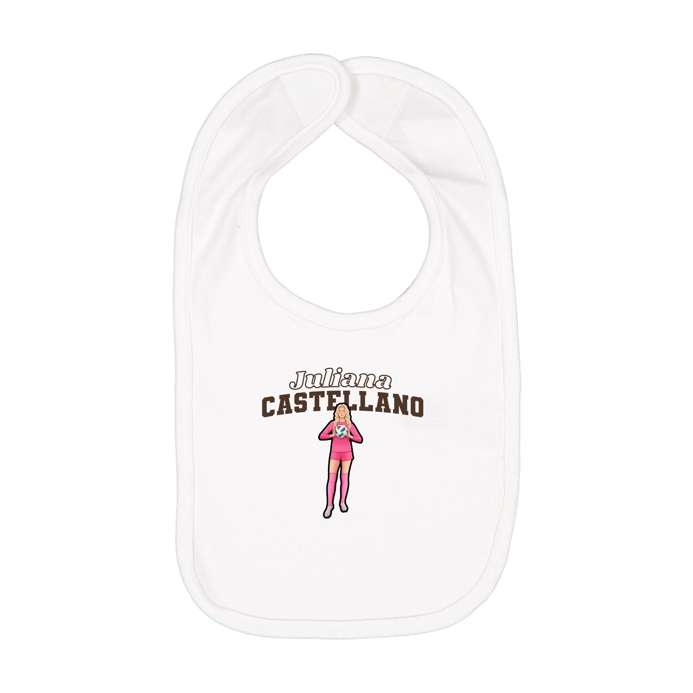Infant Bib — Name Arch in White