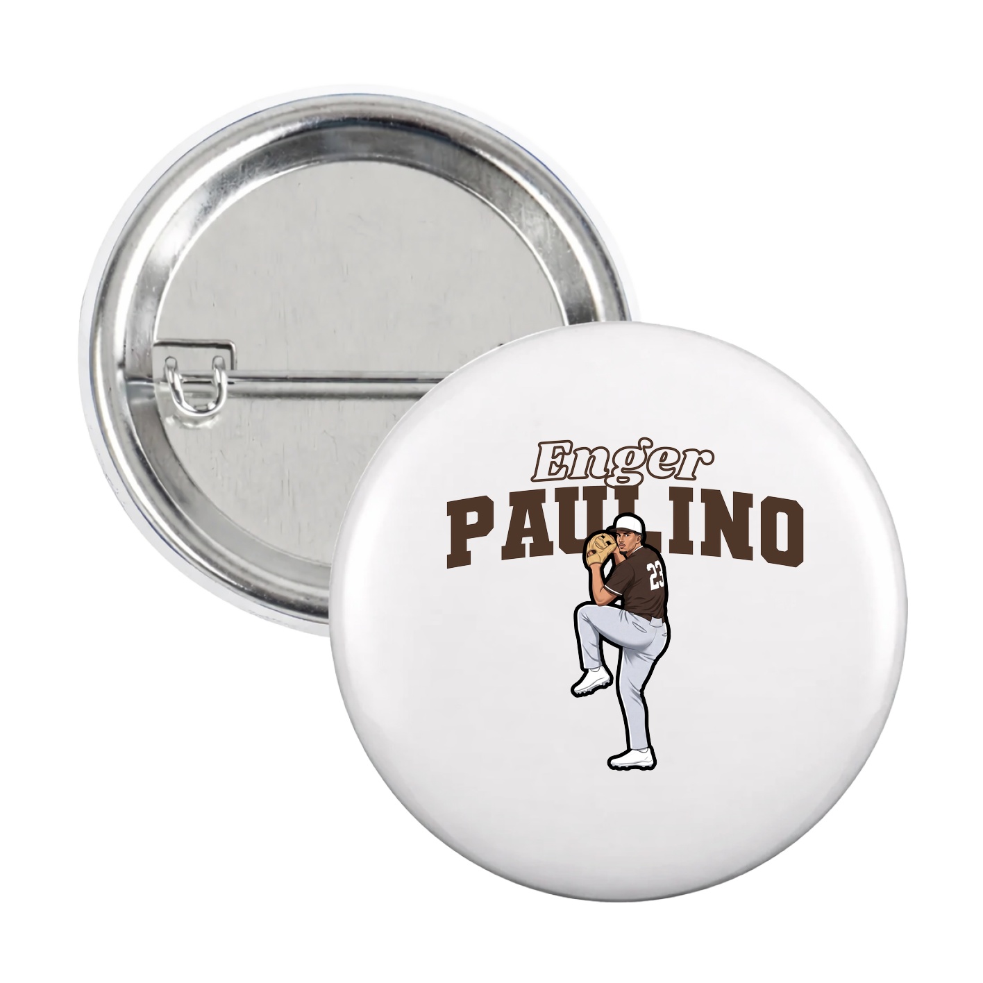 Game Day Button — Name Arch in White