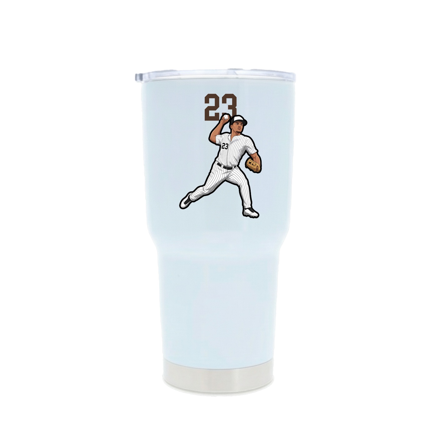 30oz Stainless Steel Tumbler — Number Top in White