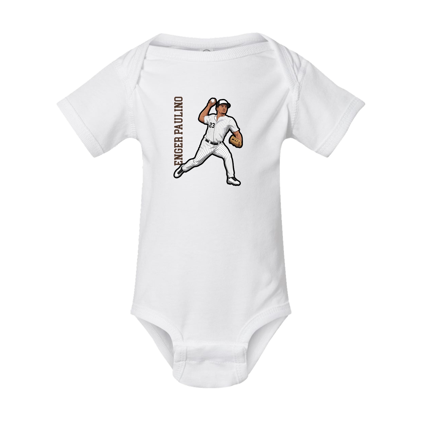 Baby Onesie — Name Vertical in White