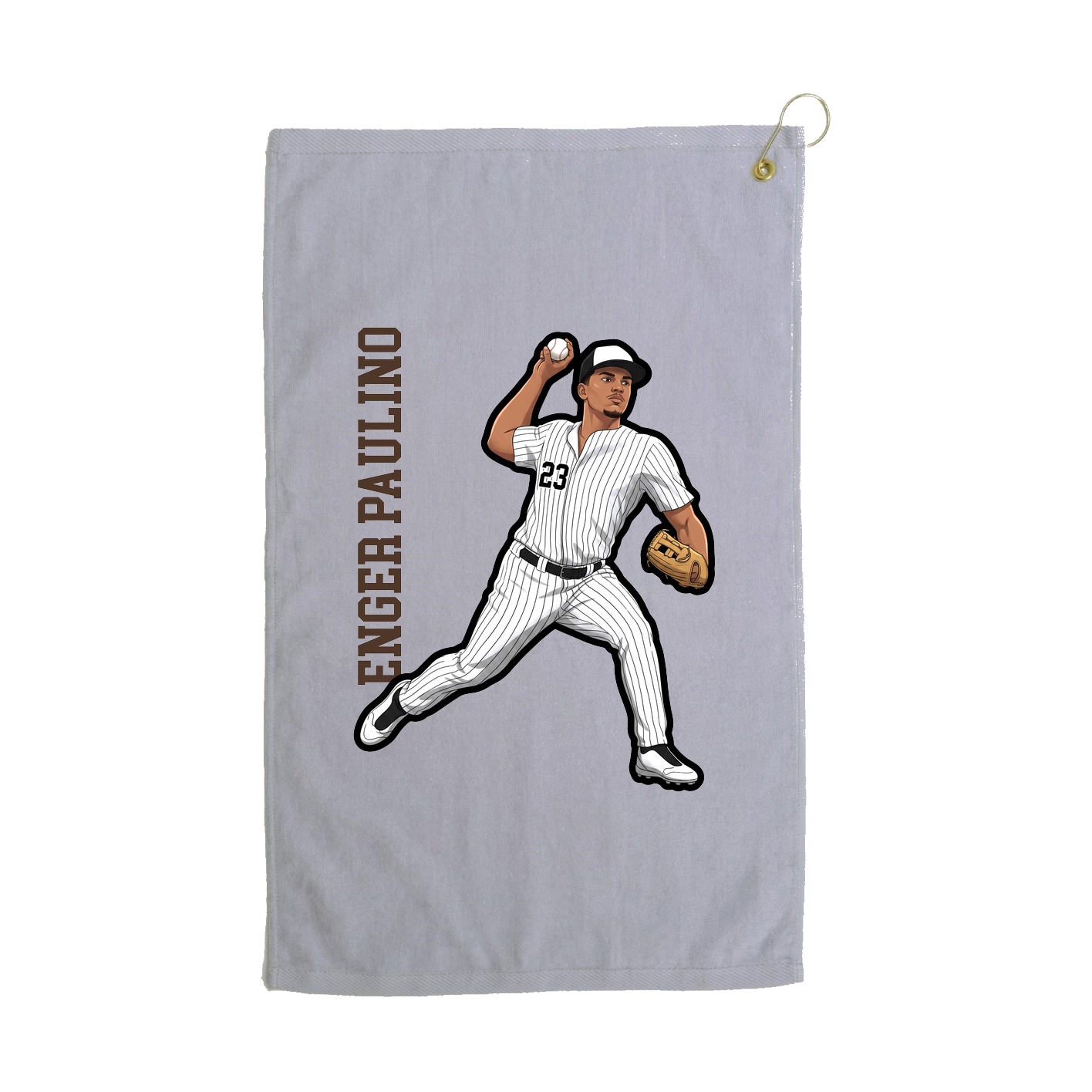 Golf Towel — Name Vertical in Grey