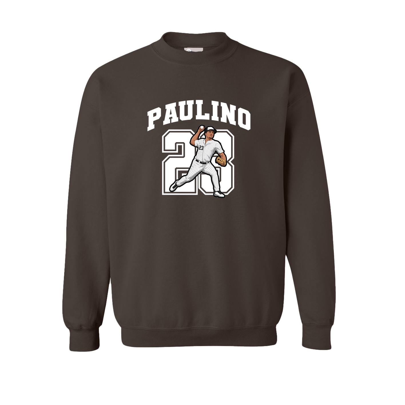 Fleece Crew — Number in Brown