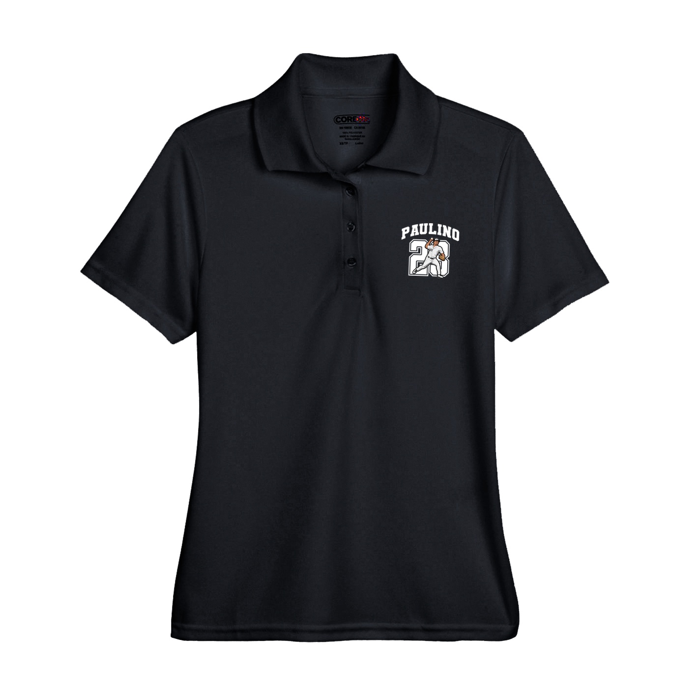 Womens Performance Polo — Number in Black