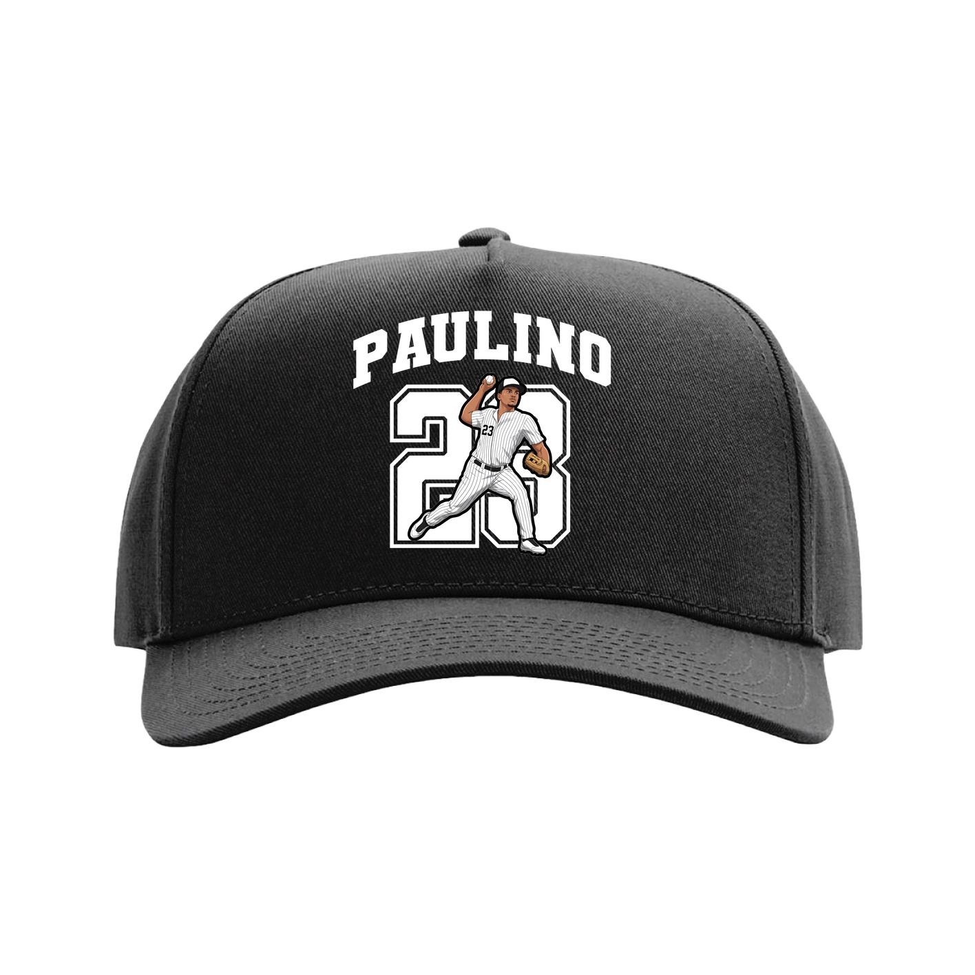 Full Fabric Five-Panel Champ Cap — Number in Black