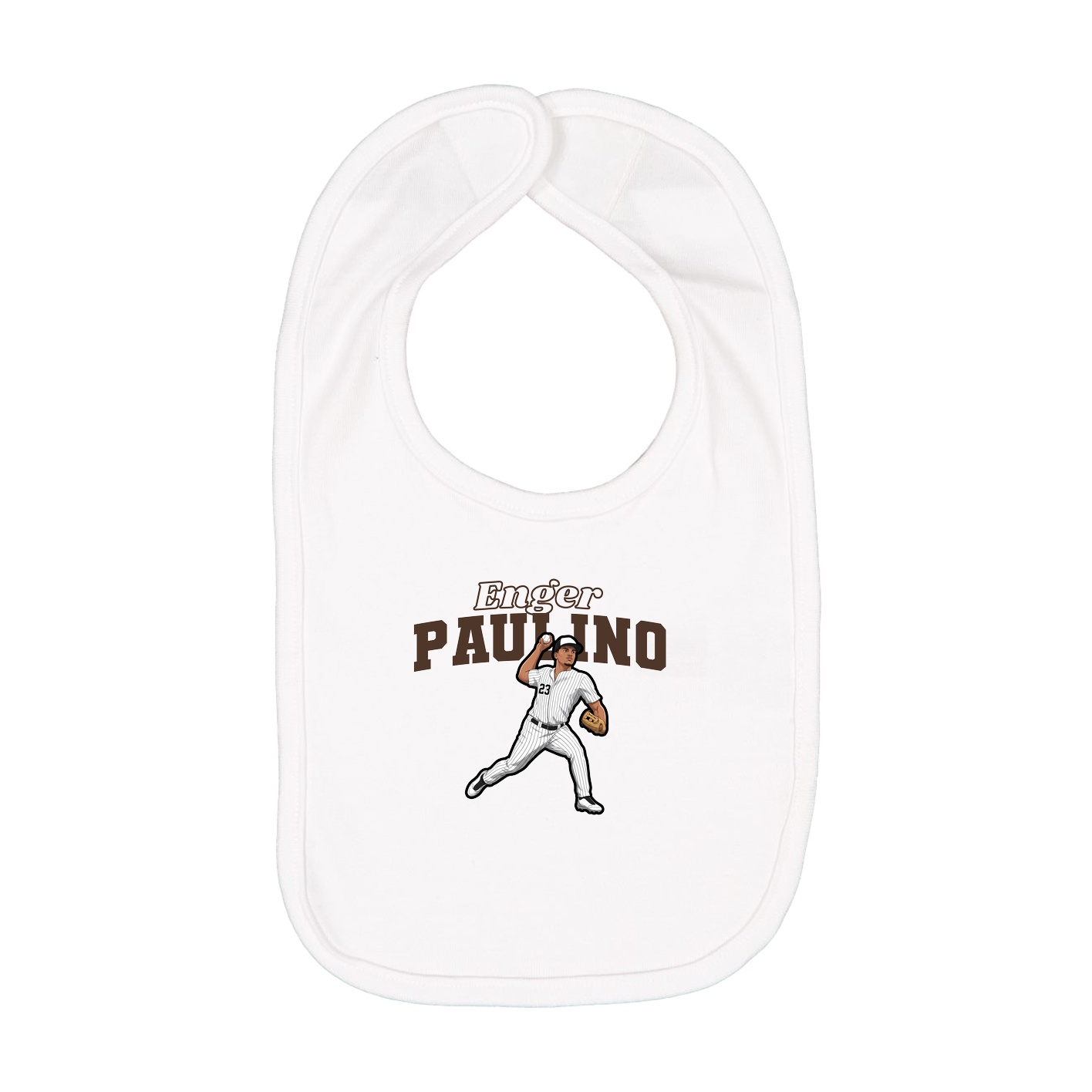 Infant Bib — Name Arch in White
