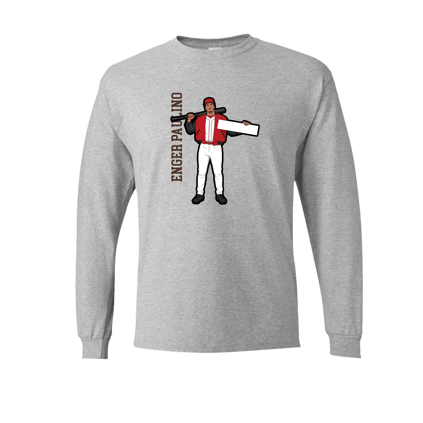 Long Sleeve Tee — Name Vertical in Grey
