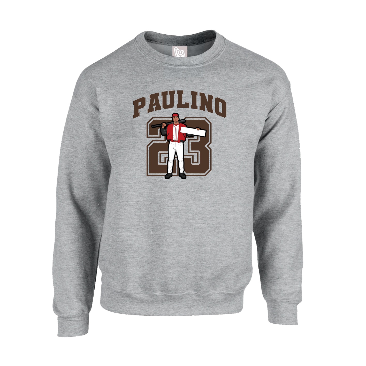 Fleece Crew — Number in Grey