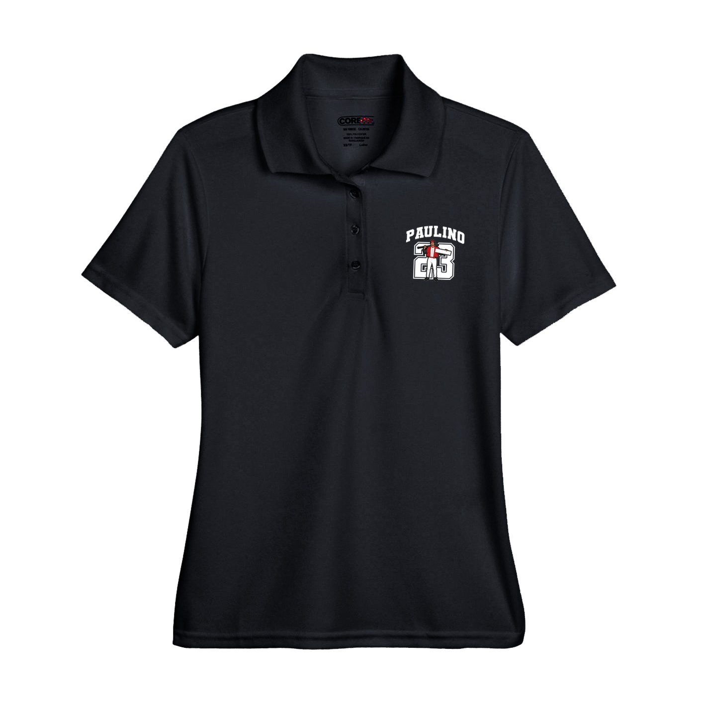 Womens Performance Polo — Number in Black