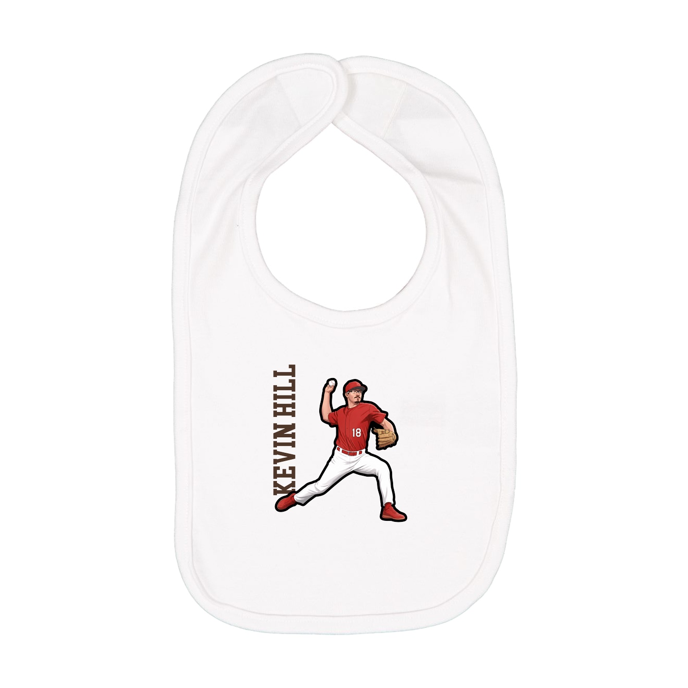 Infant Bib — Name Vertical in White