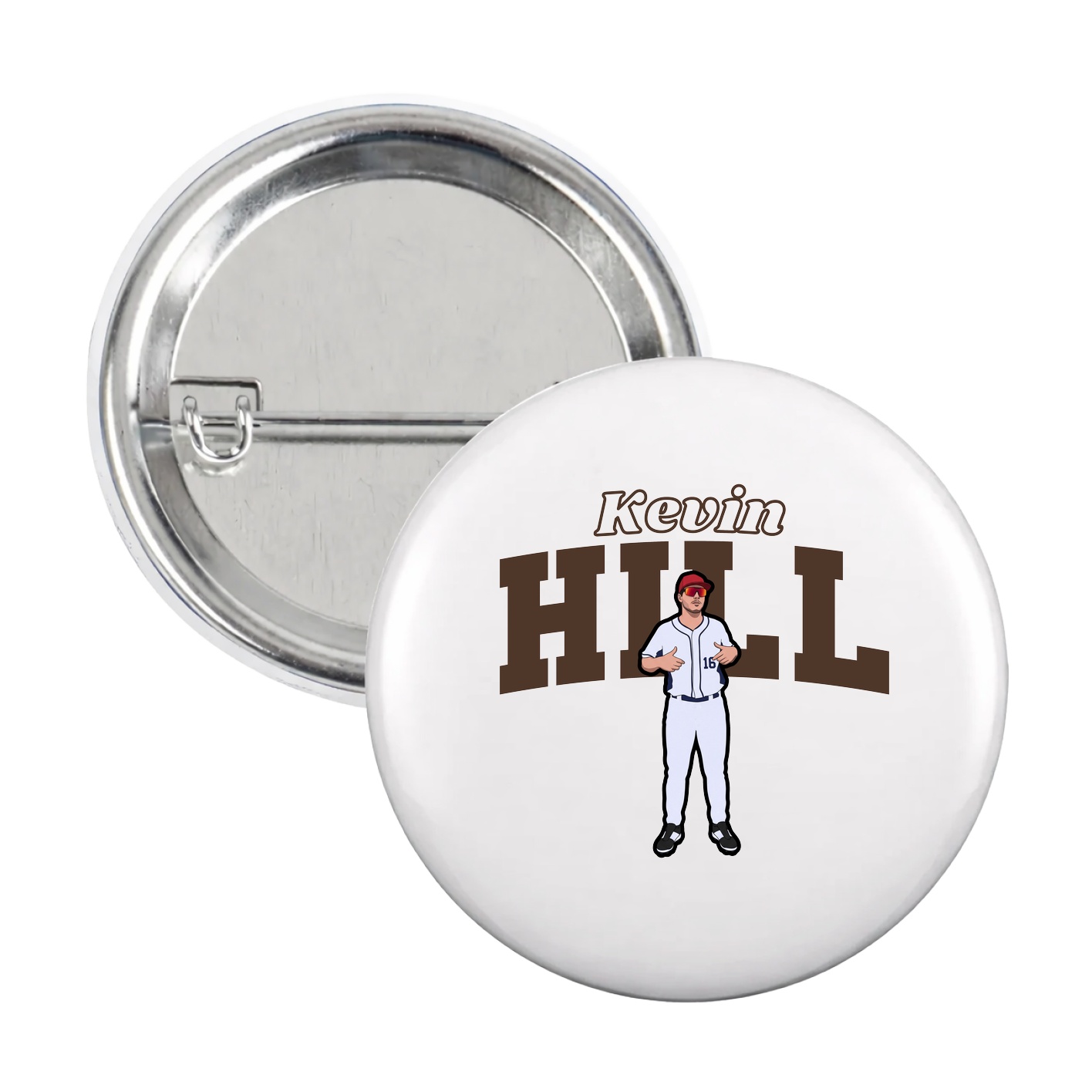 Game Day Button — Name Arch in White