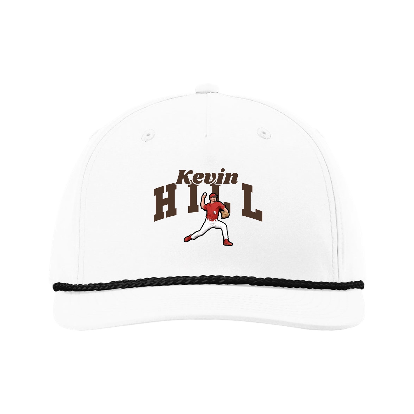 Five-Panel Classic Rope Cap — Signature Arch in White