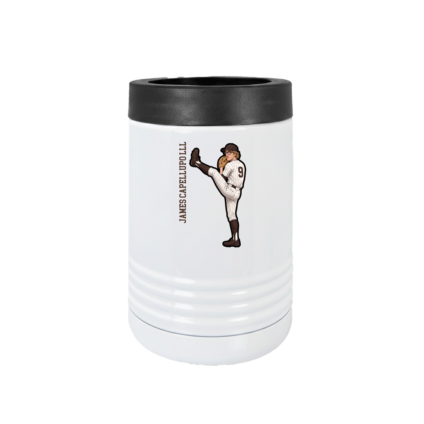 Beverage Holder — Name Vertical in White