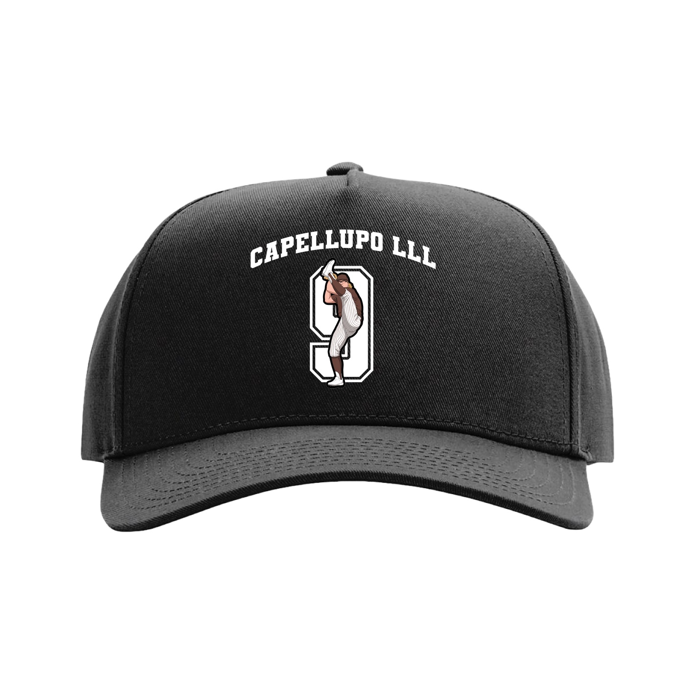 Full Fabric Five-Panel Champ Cap — Number in Black