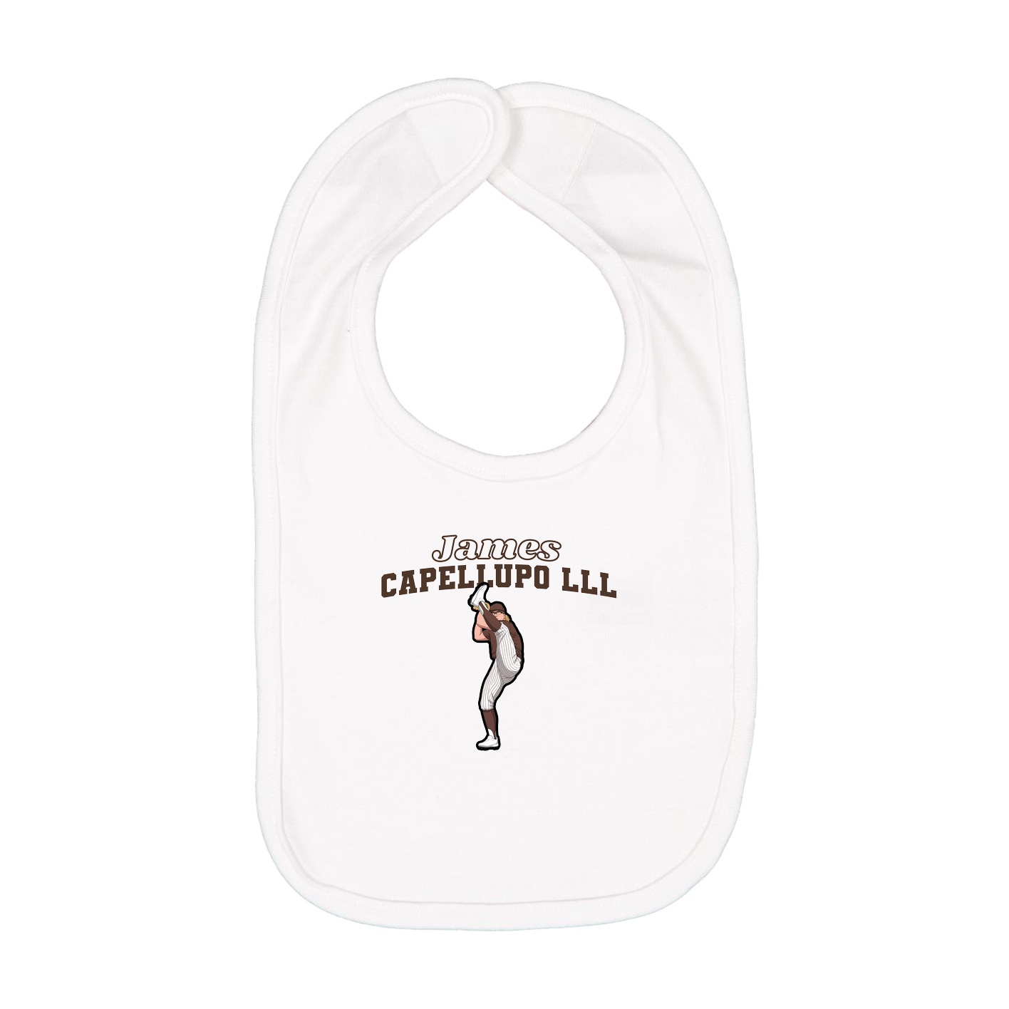 Infant Bib — Name Arch in White