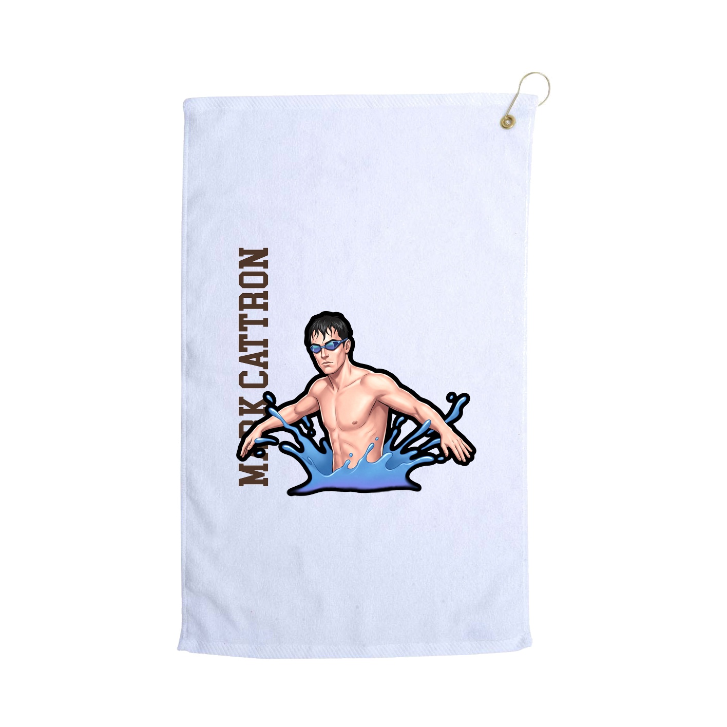 Golf Towel — Name Vertical in White