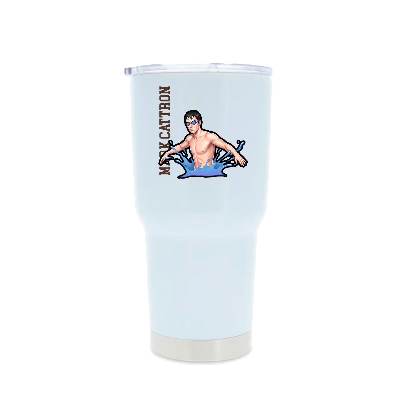 30oz Stainless Steel Tumbler — Name Vertical in White