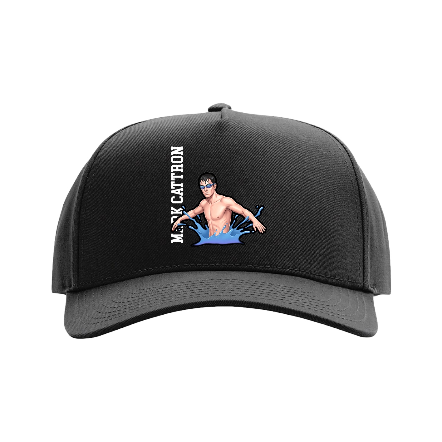 Full Fabric Five-Panel Champ Cap — Name Vertical in Black