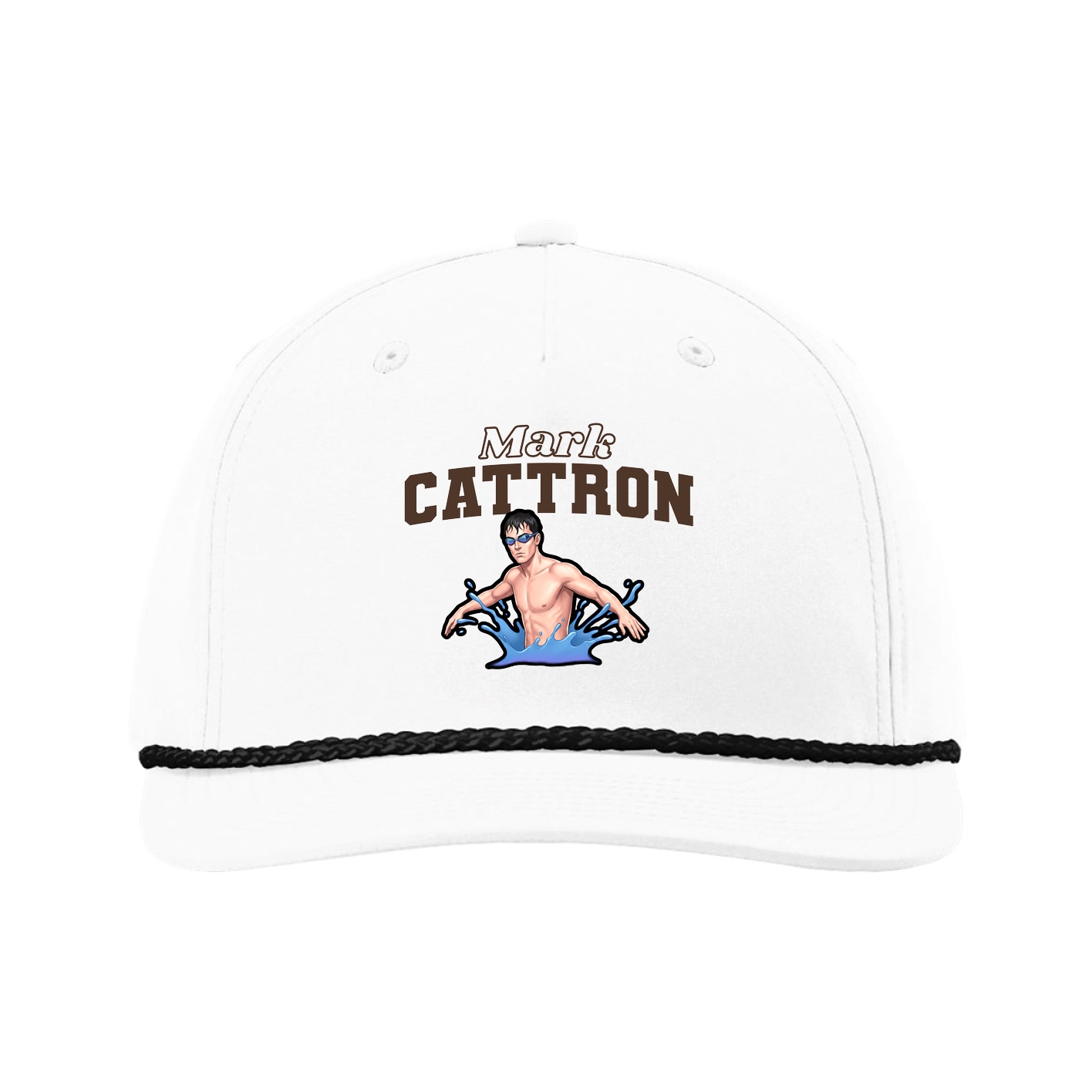 Five-Panel Classic Rope Cap — Name Arch in White