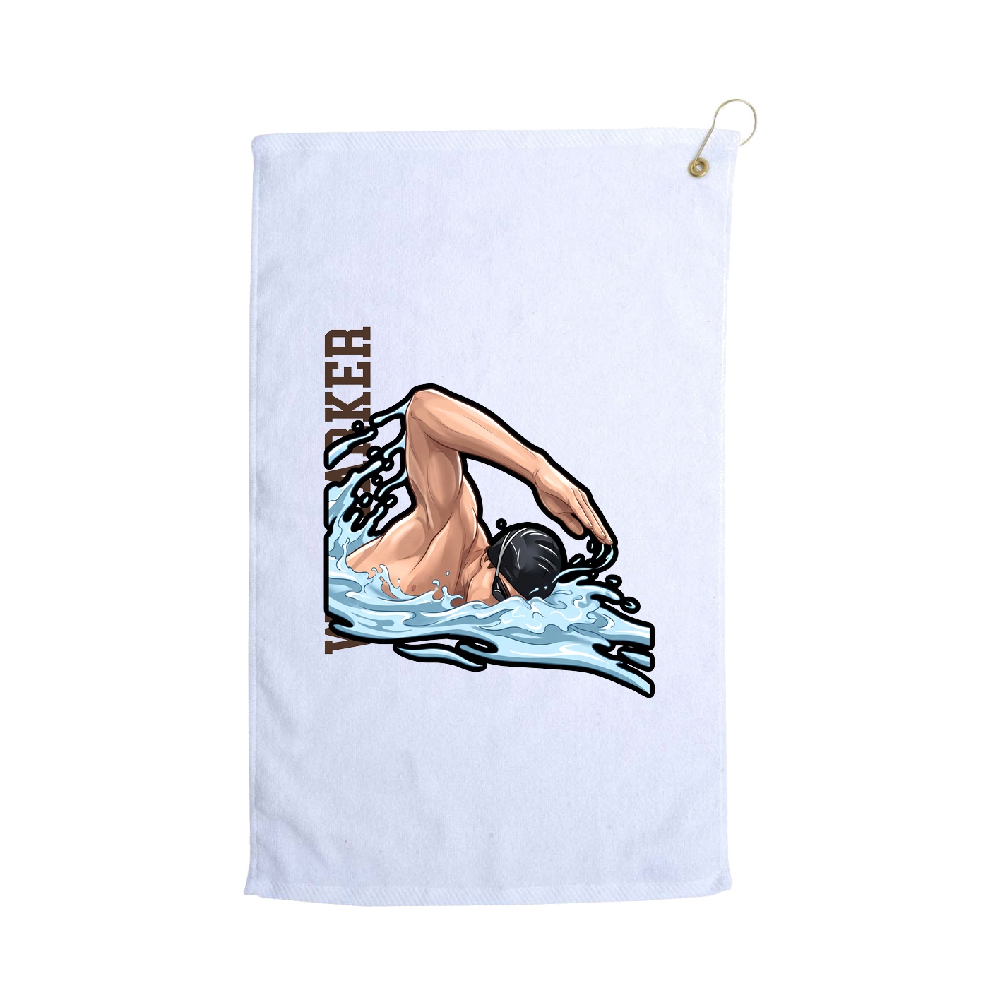 Golf Towel — Name Vertical in White