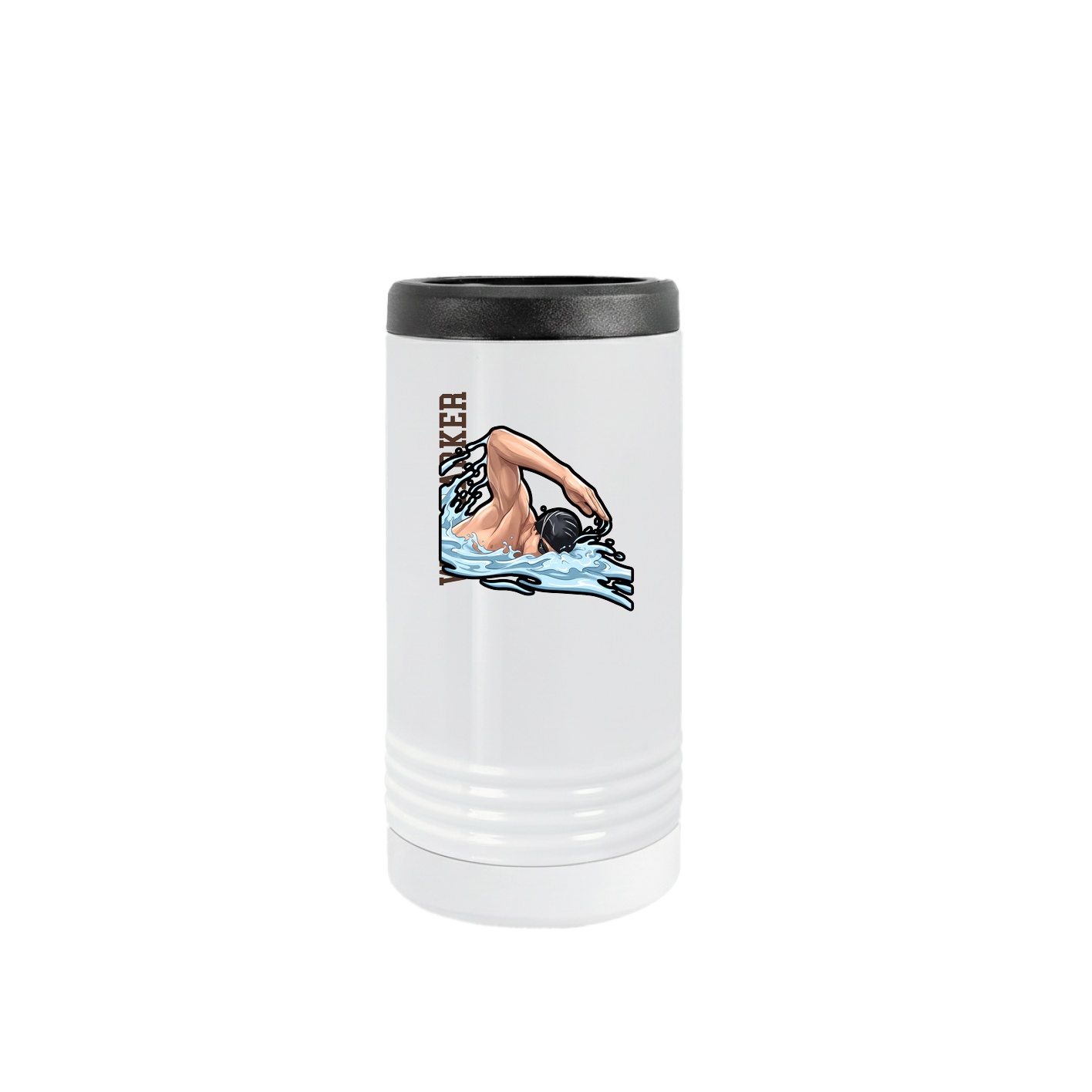 Slim Beverage Holder — Name Vertical in White