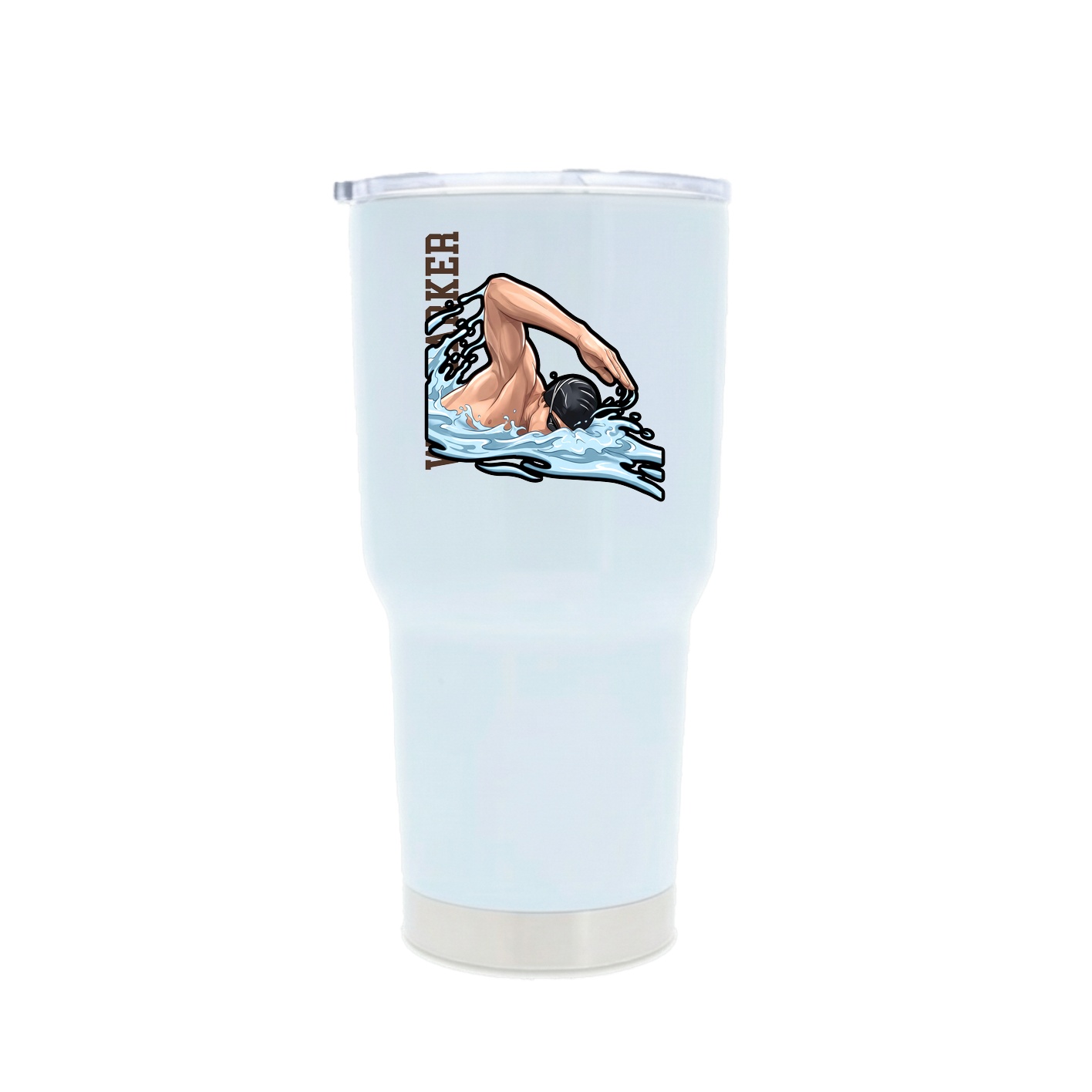 30oz Stainless Steel Tumbler — Name Vertical in White