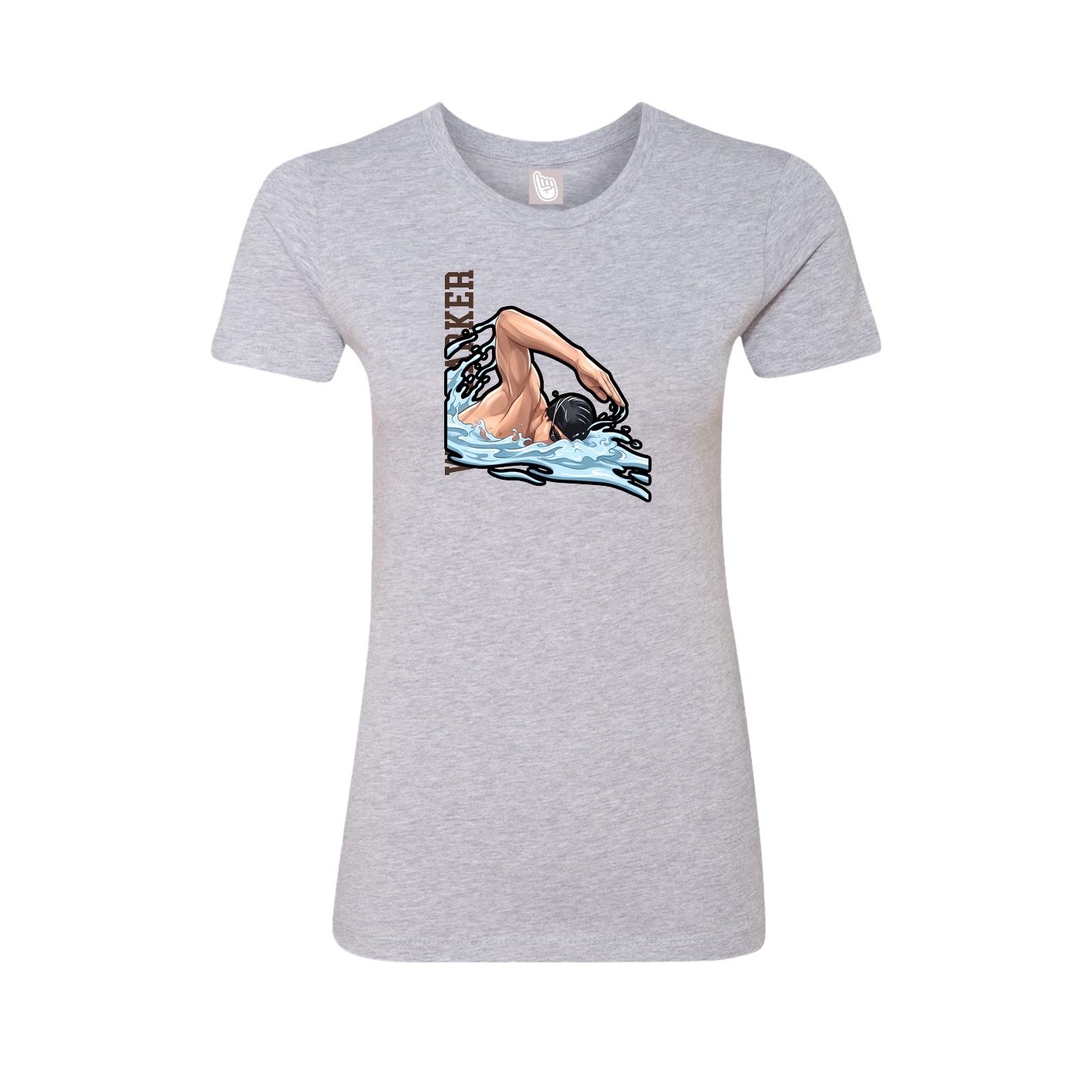 Fitted Women's Tee — Name Vertical in Grey