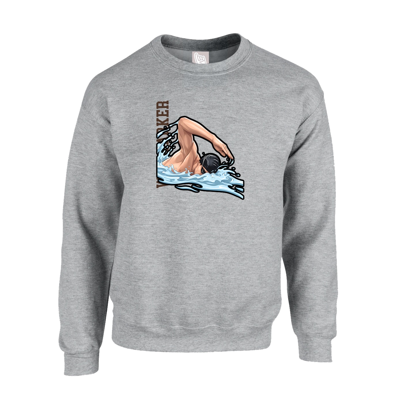 Fleece Crew — Name Vertical in Grey