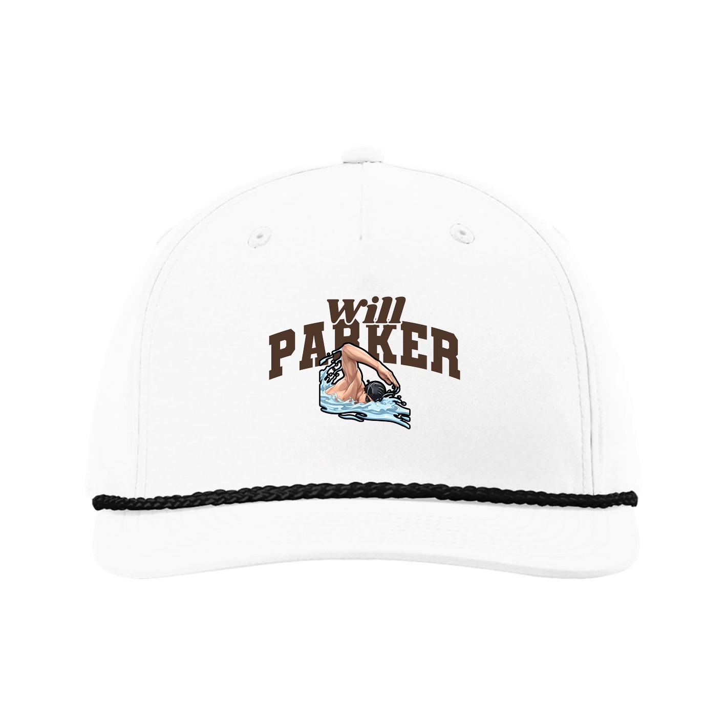 Five-Panel Classic Rope Cap — Signature Arch in White