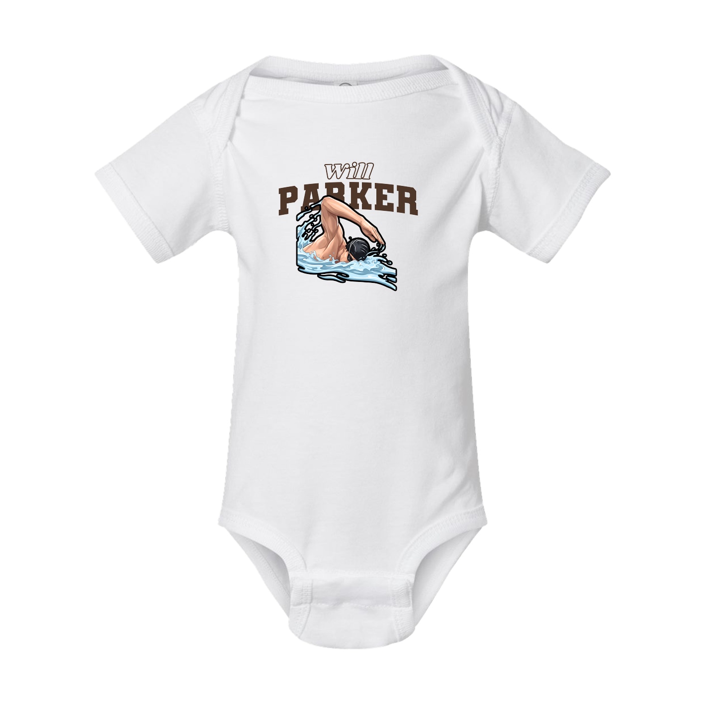 Baby Onesie — Name Arch in White