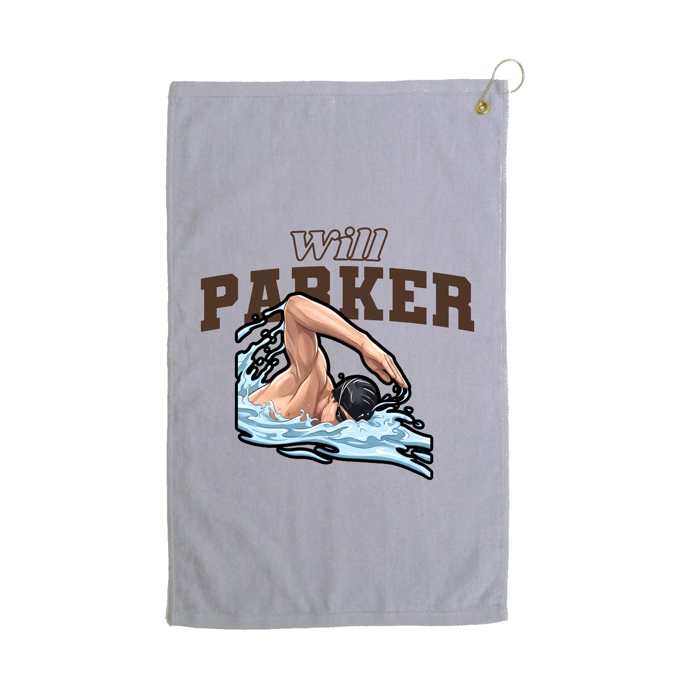 Golf Towel — Name Arch in Grey