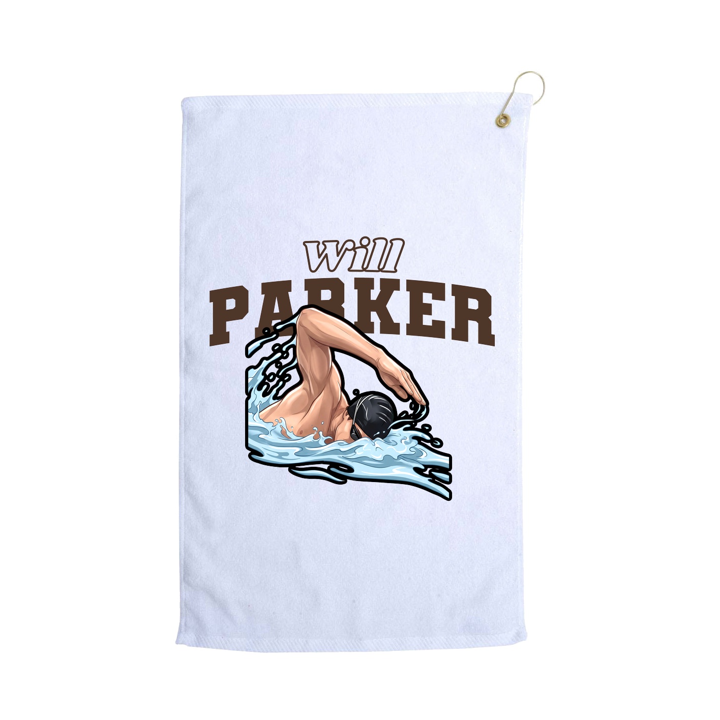 Golf Towel — Name Arch in White