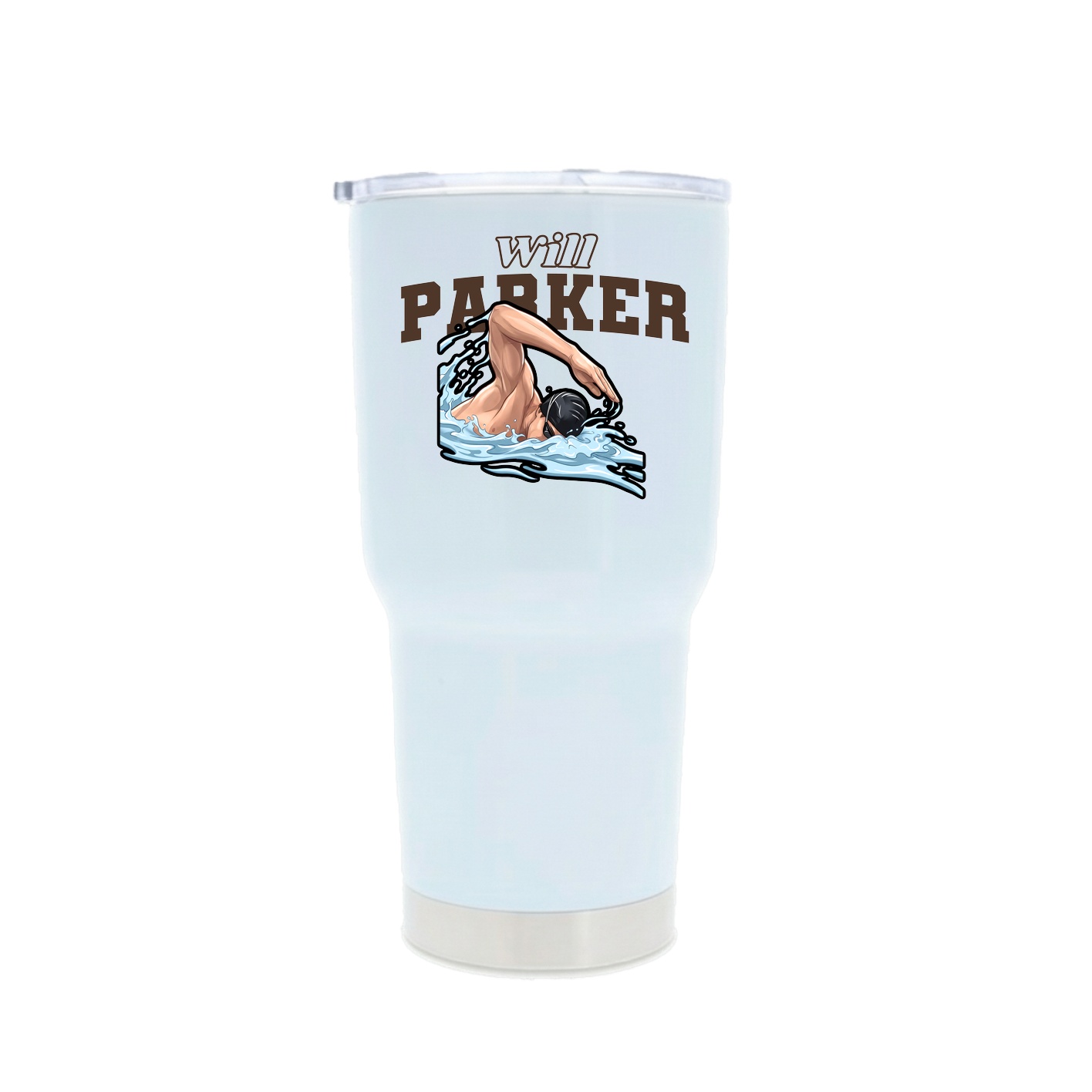 30oz Stainless Steel Tumbler — Name Arch in White