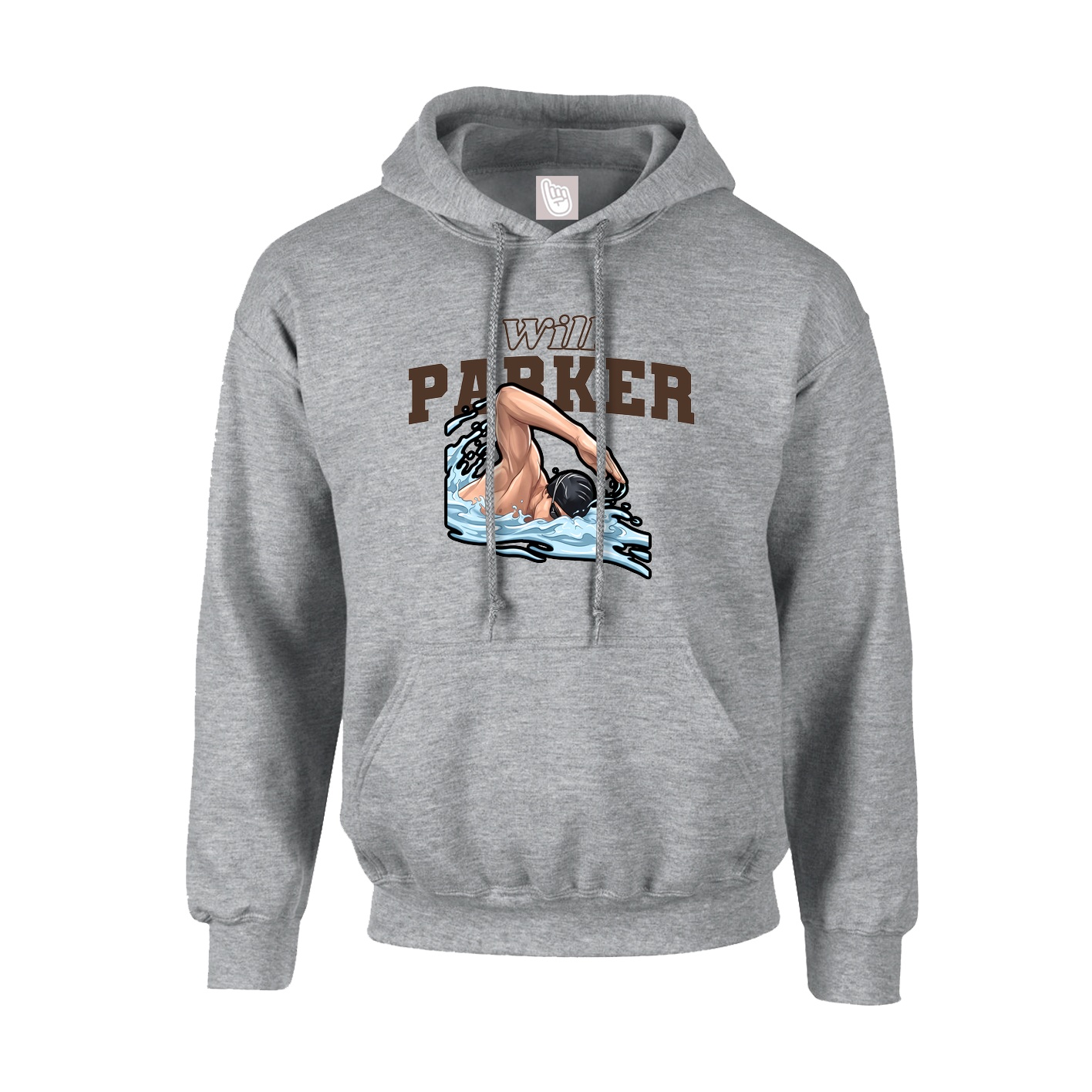 Youth Hoodie — Name Arch in Grey