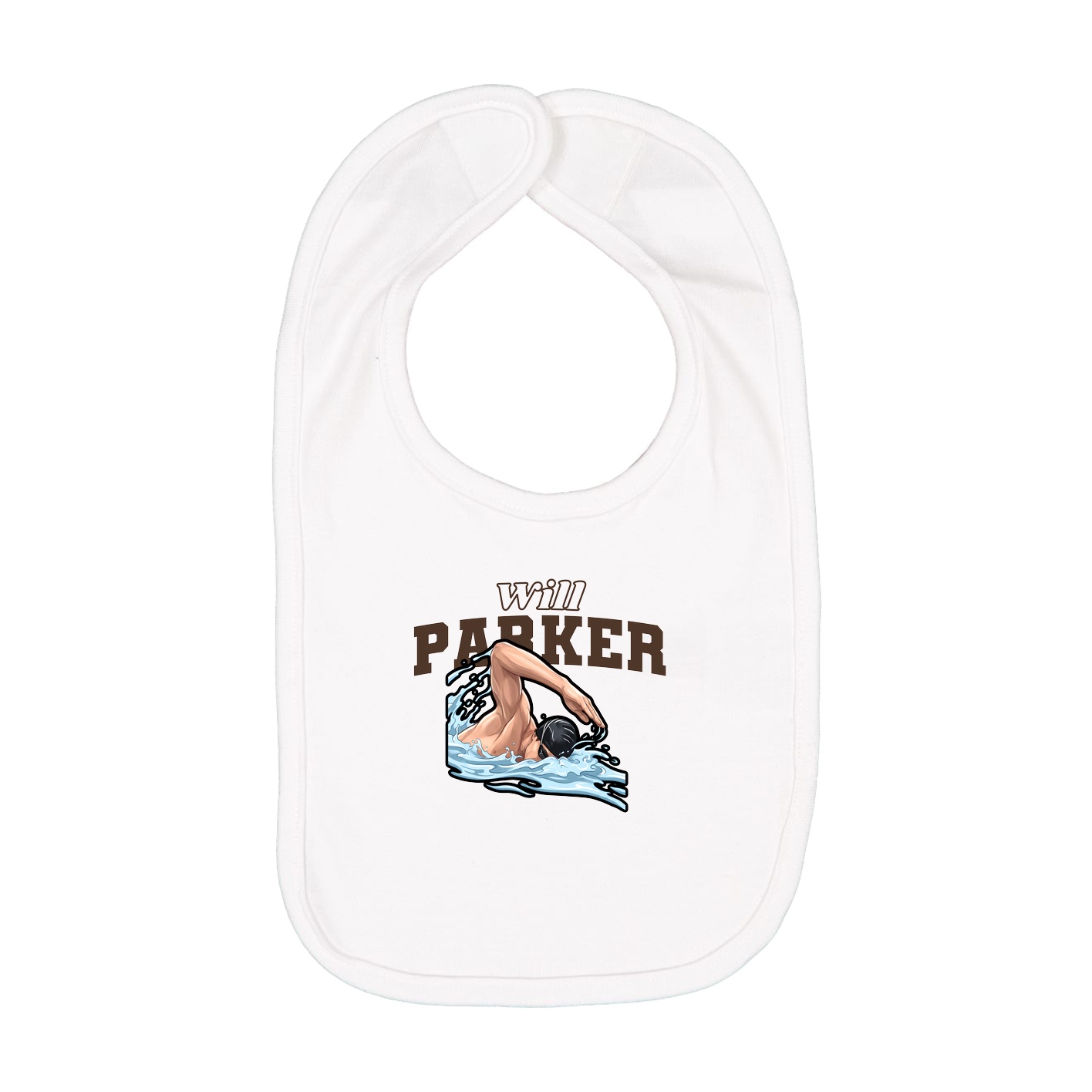 Infant Bib — Name Arch in White