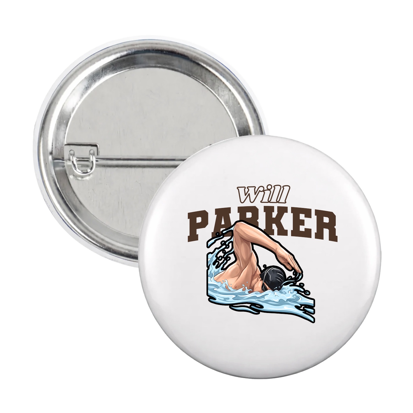 Game Day Button — Name Arch in White