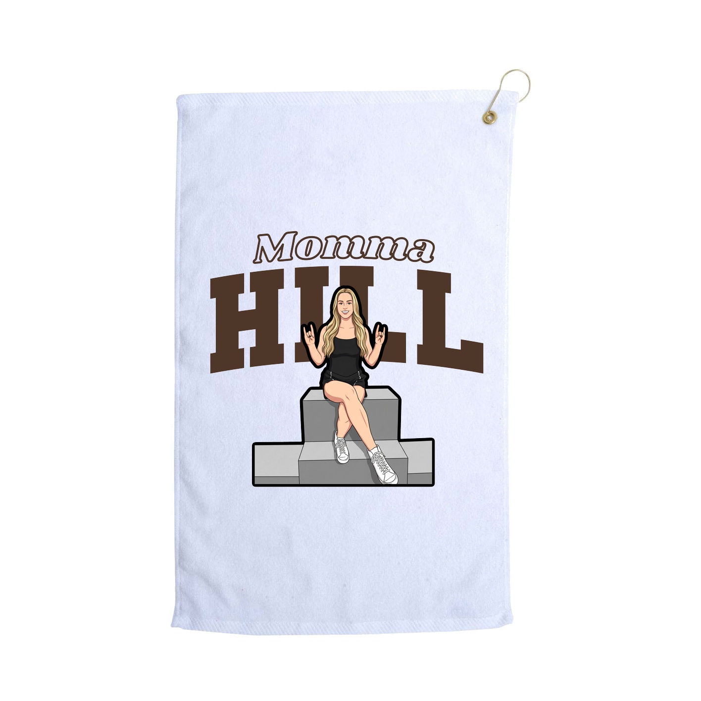 Golf Towel — Mothers Day Block in White